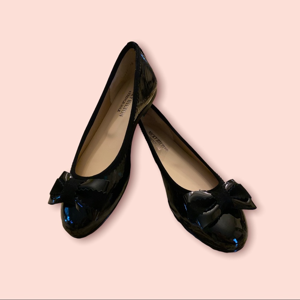French Sole “Blair” Black Patent Ballet Flat (7.5)